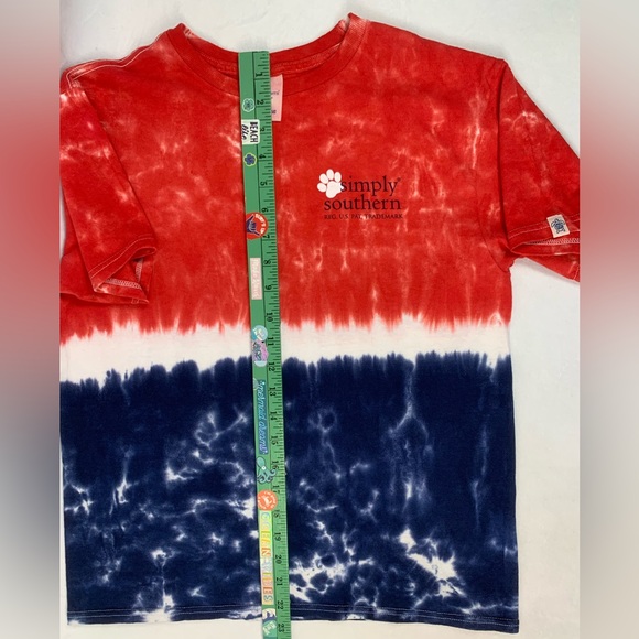 Simply Southern Bone in the USA Patriotic Red Blue Tie Die Short Sleeve T-Shirt - Picture 6 of 13
